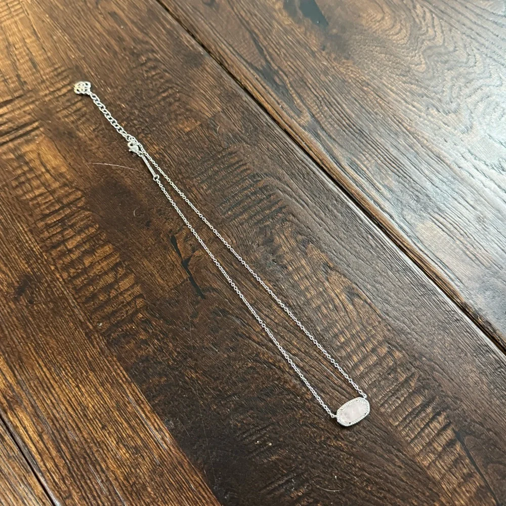 Kendra Scott Elegant Silver Ice Pink Stone Necklace - Picture 16 of 16